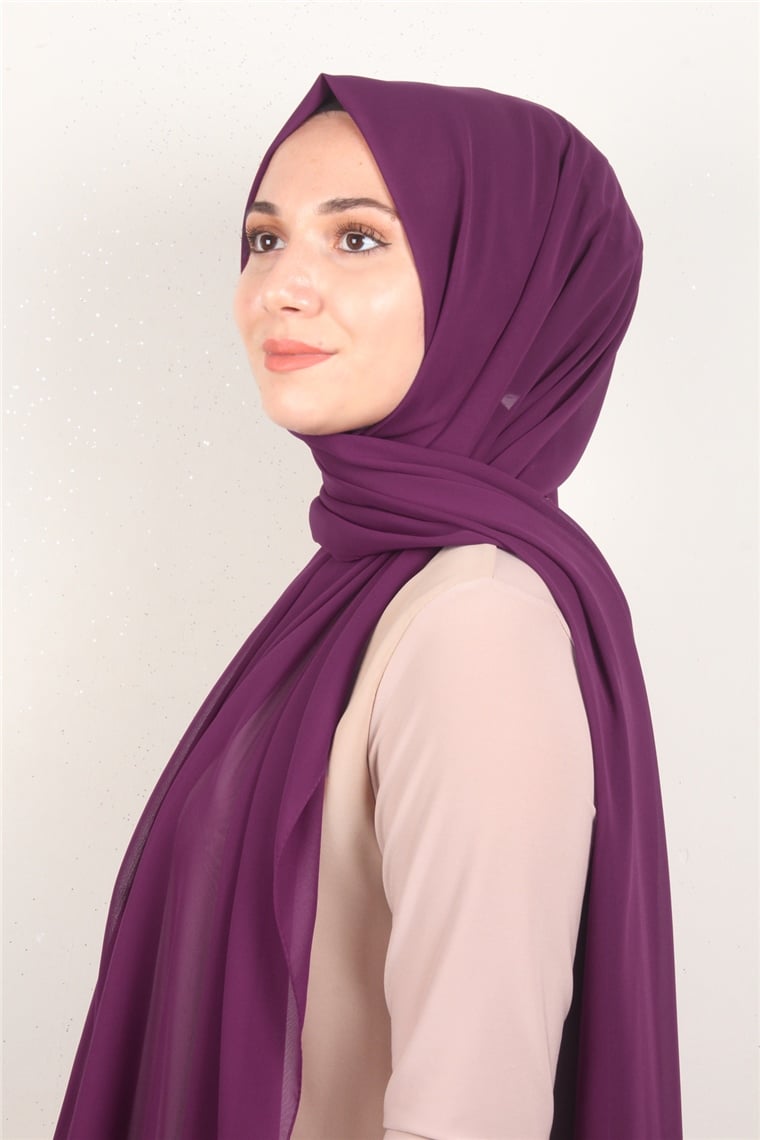 Fiesta Düz Krep Şal 2742-49 Mürdüm