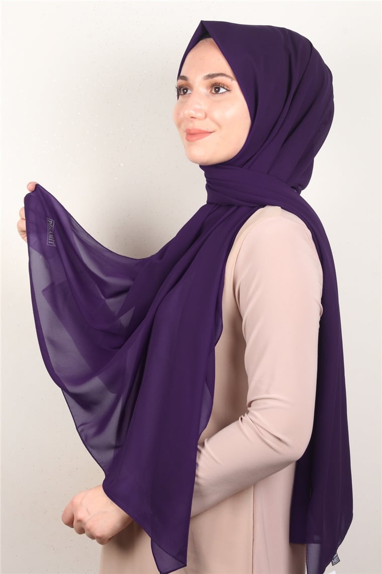 Fiesta Düz Krep Şal 2742-54 Koyu Mor