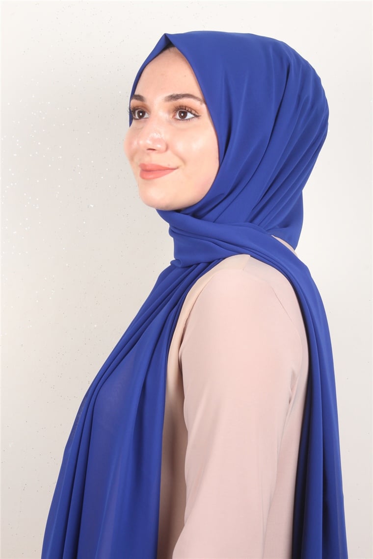 Fiesta Düz Krep Şal 2742-55 Saks Mavisi