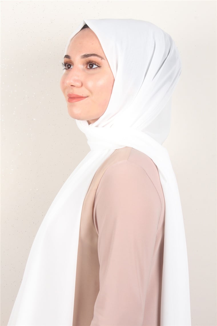 Fiesta Düz Krep Şal 2742-57 Beyaz