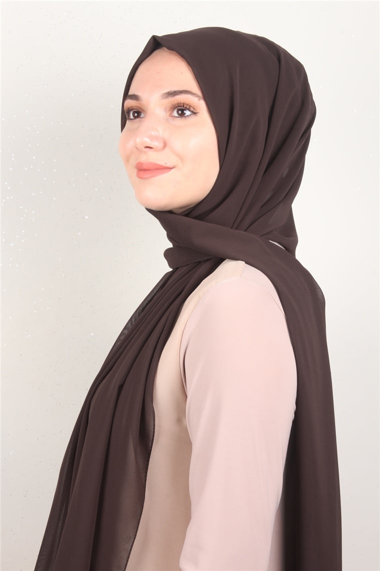 Fiesta Düz Krep Şal 2742-6 Acı Kahve