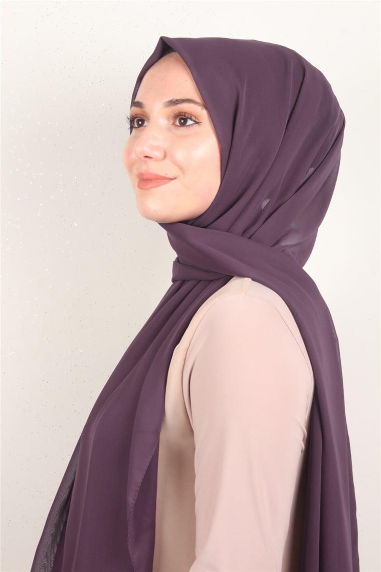 Fiesta Düz Krep Şal 2742-62 Koyu Mürdüm