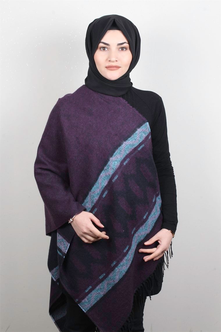 Geniş Omuz Şalı 5220-53 Mor