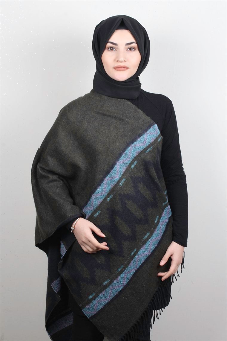 Geniş Omuz Şalı 5220-54 Haki