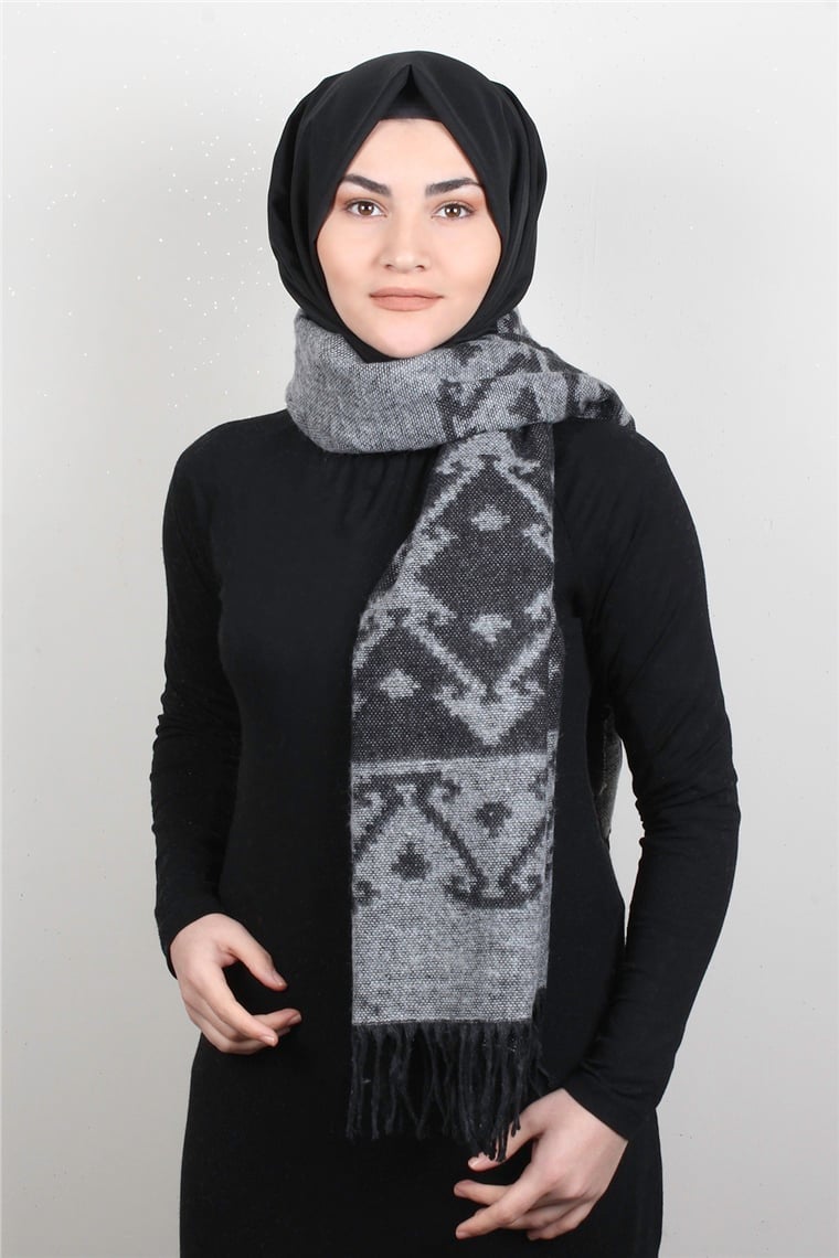 Geniş Omuz Şalı 5220-60 Gri