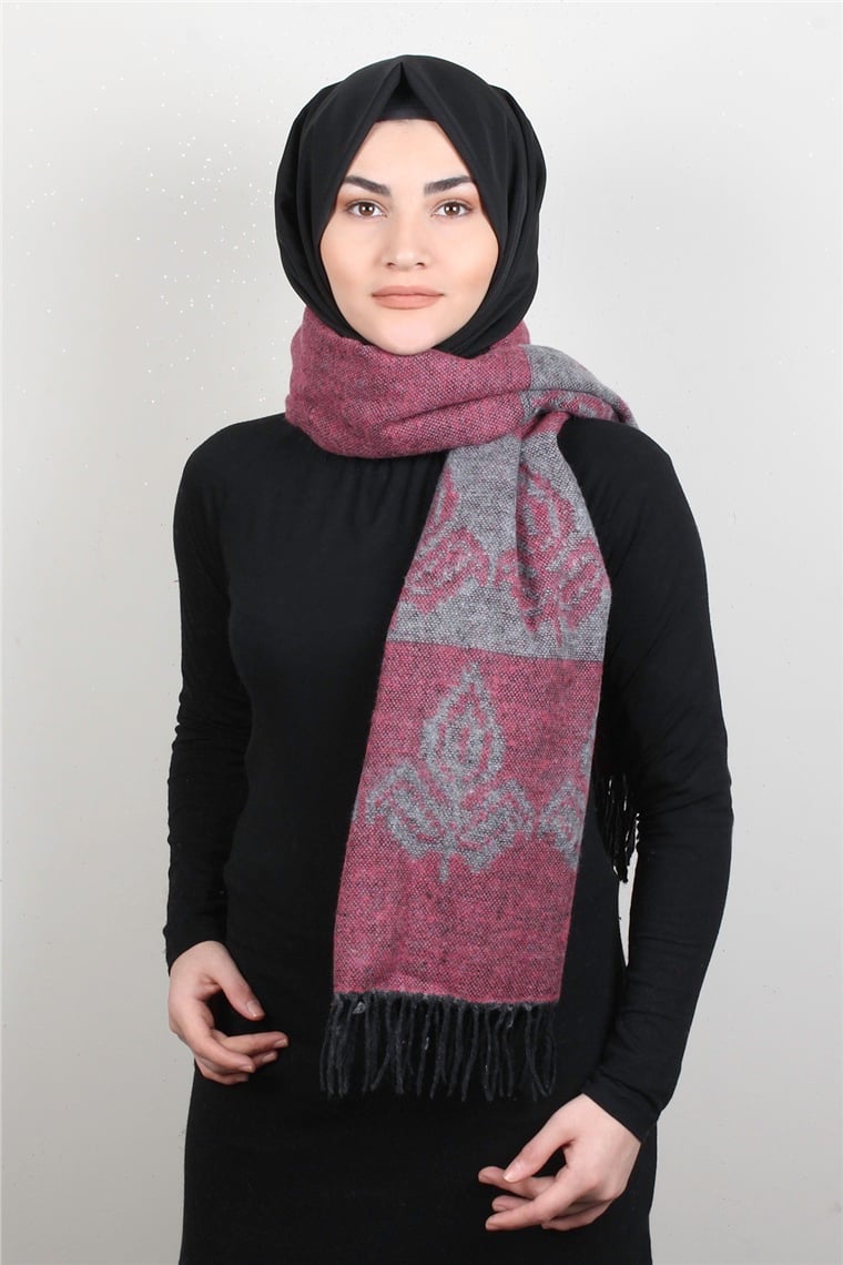 Geniş Omuz Şalı 5220-66 Pembe 