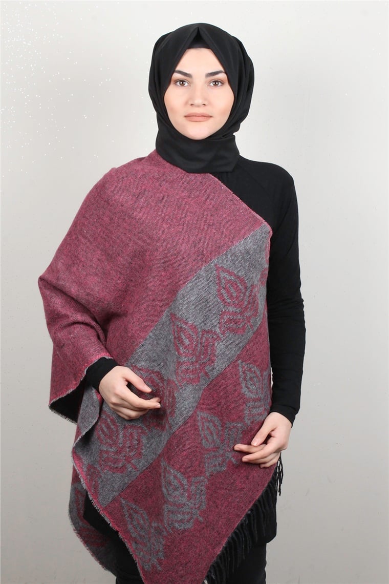 Geniş Omuz Şalı 5220-66 Pembe 