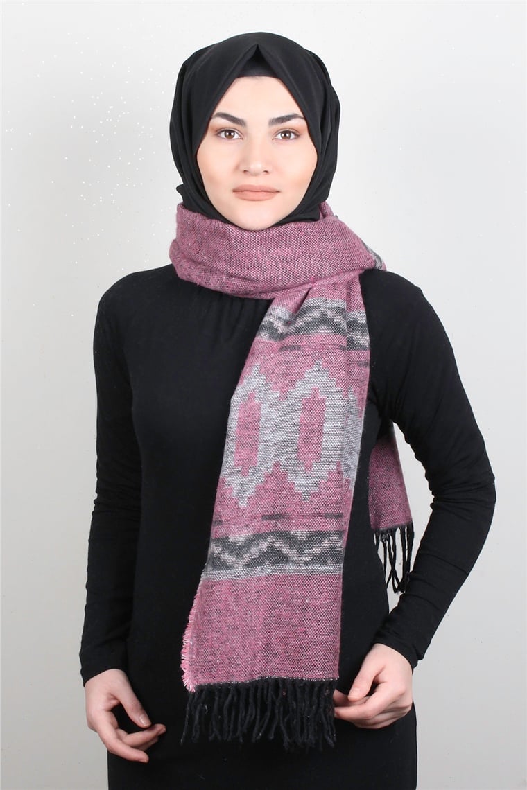 Geniş Omuz Şalı 5220-79 Pembe 