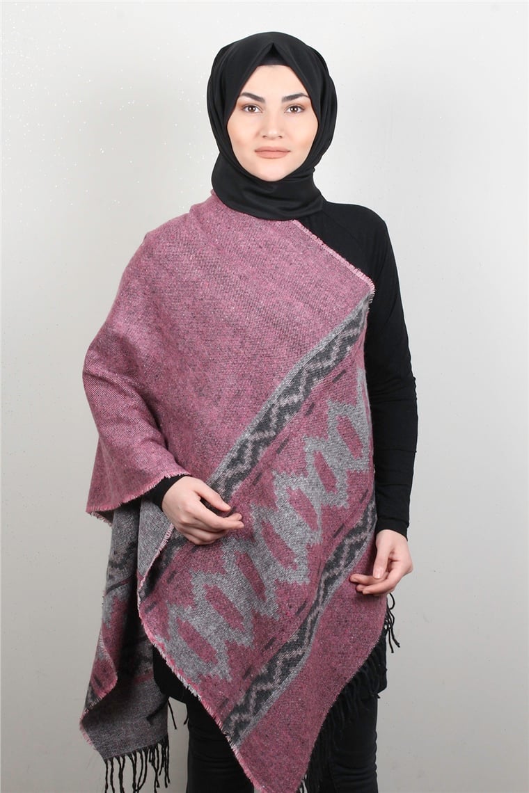 Geniş Omuz Şalı 5220-79 Pembe 