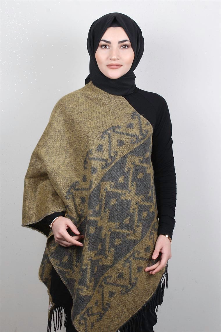 Geniş Omuz Şalı 5220-81 Sarı