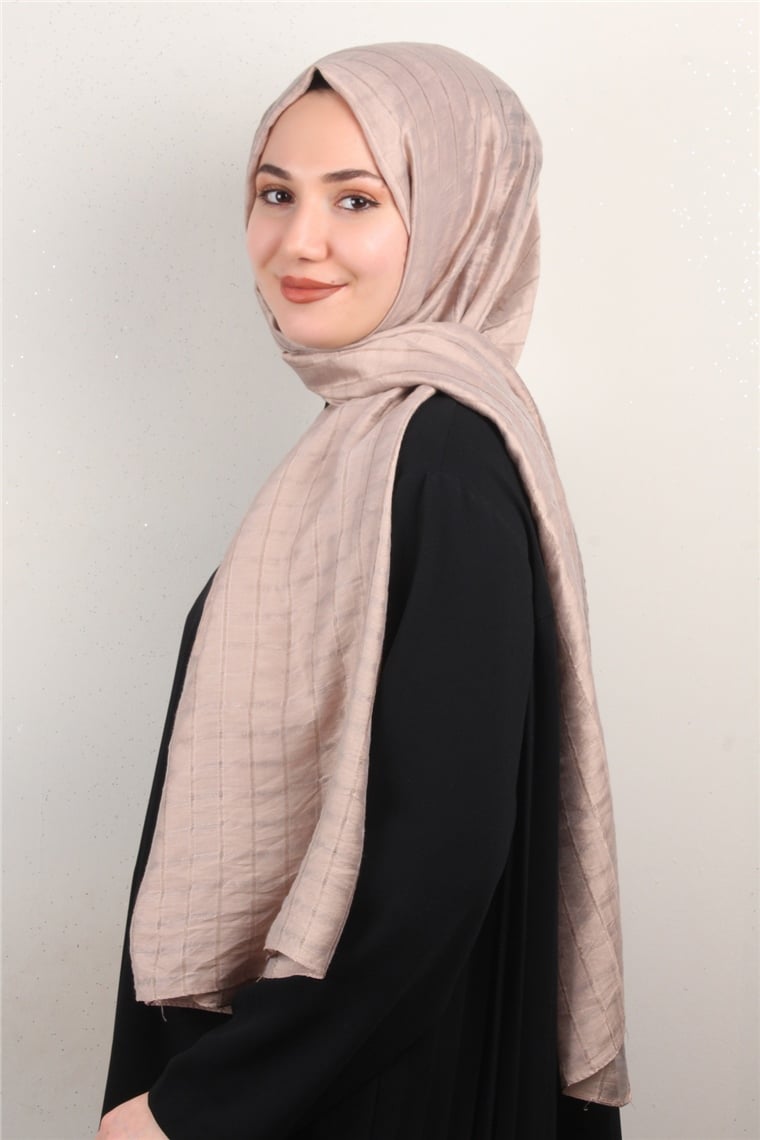 İnce Kareli Şal 2580-32 Toz Pembe