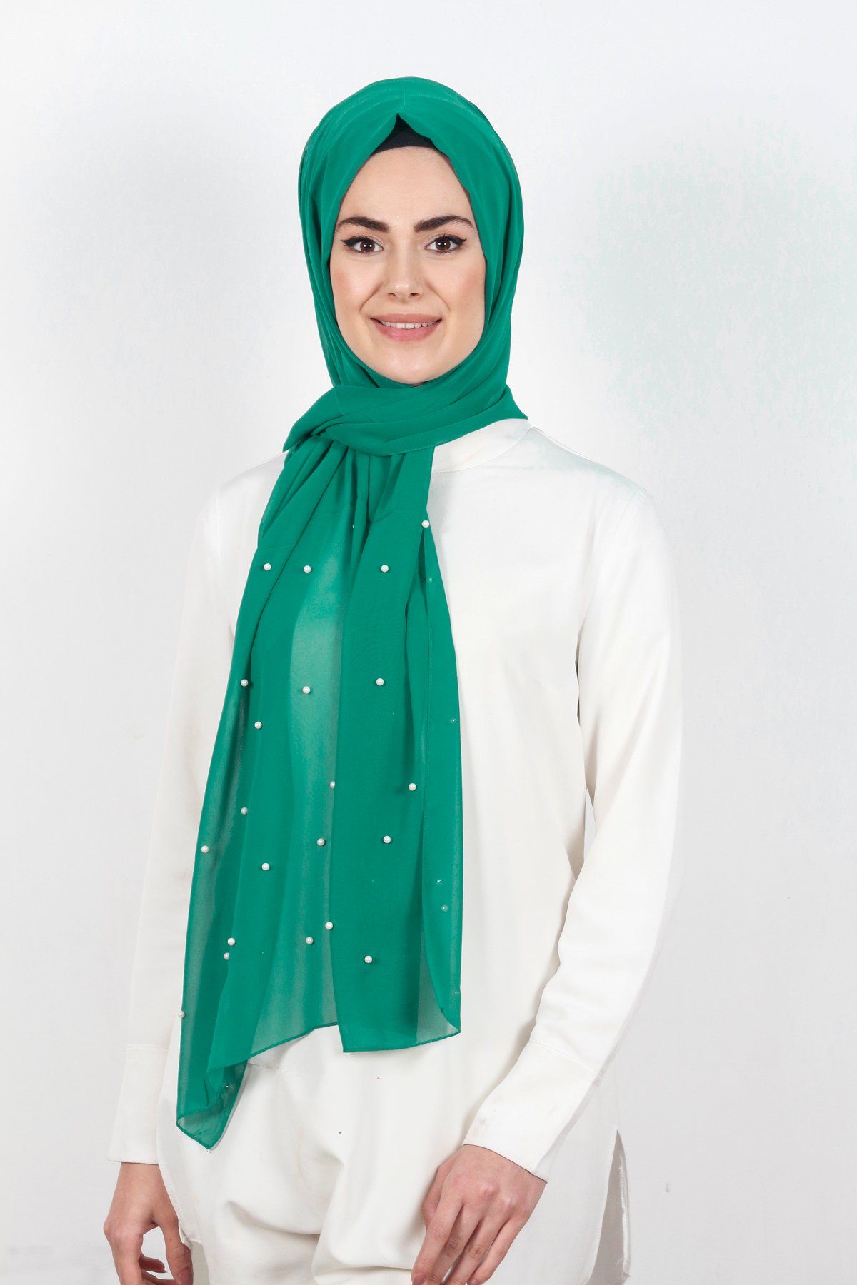 İncili Krep Şal 2810-10 Turkuaz