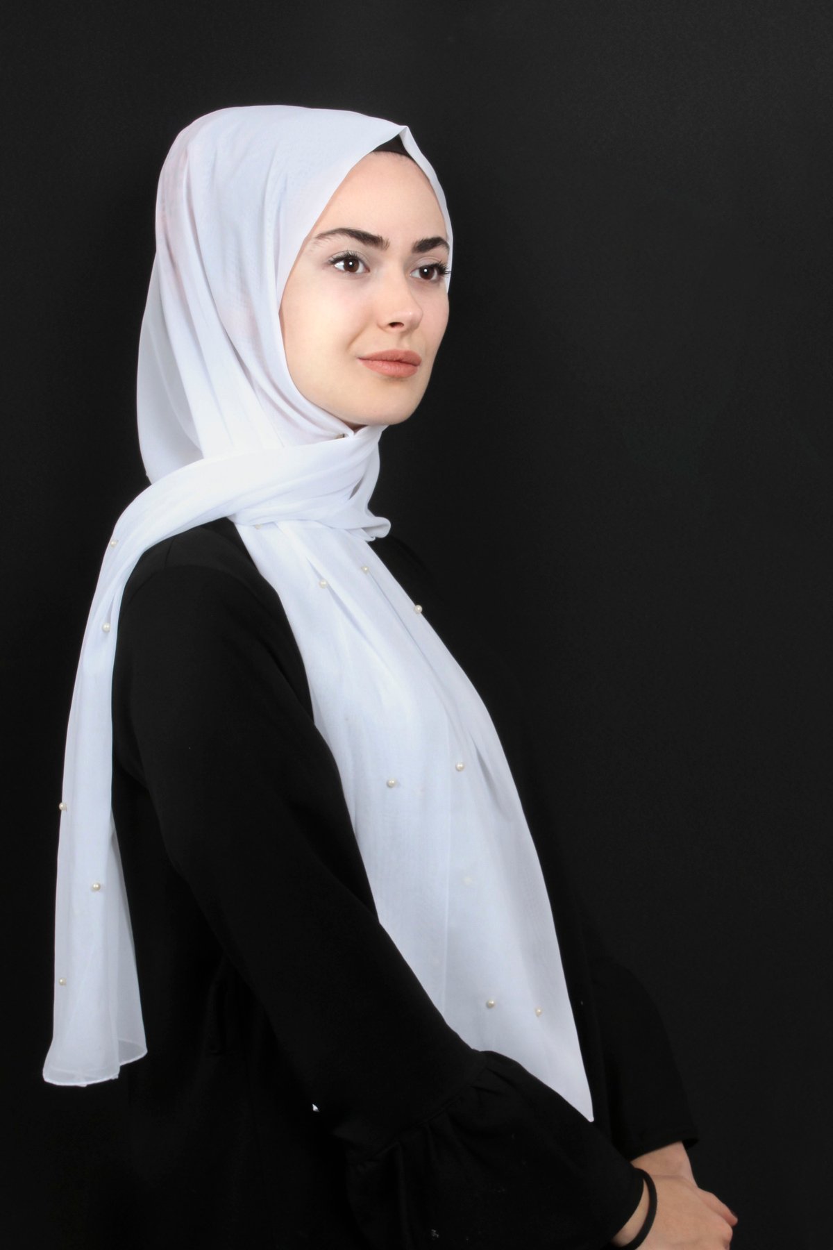 İncili Krep Şal 2810-21 Kırık Beyaz