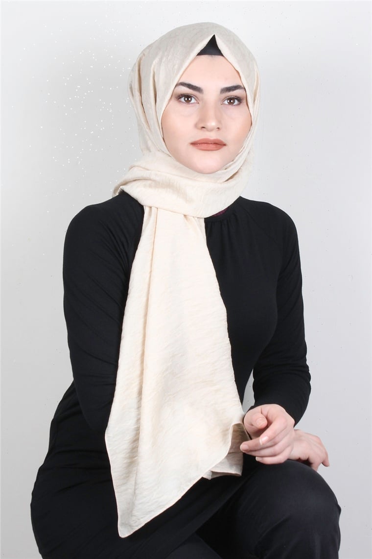 İpekli Lilyum Şal 2560-4 Krem