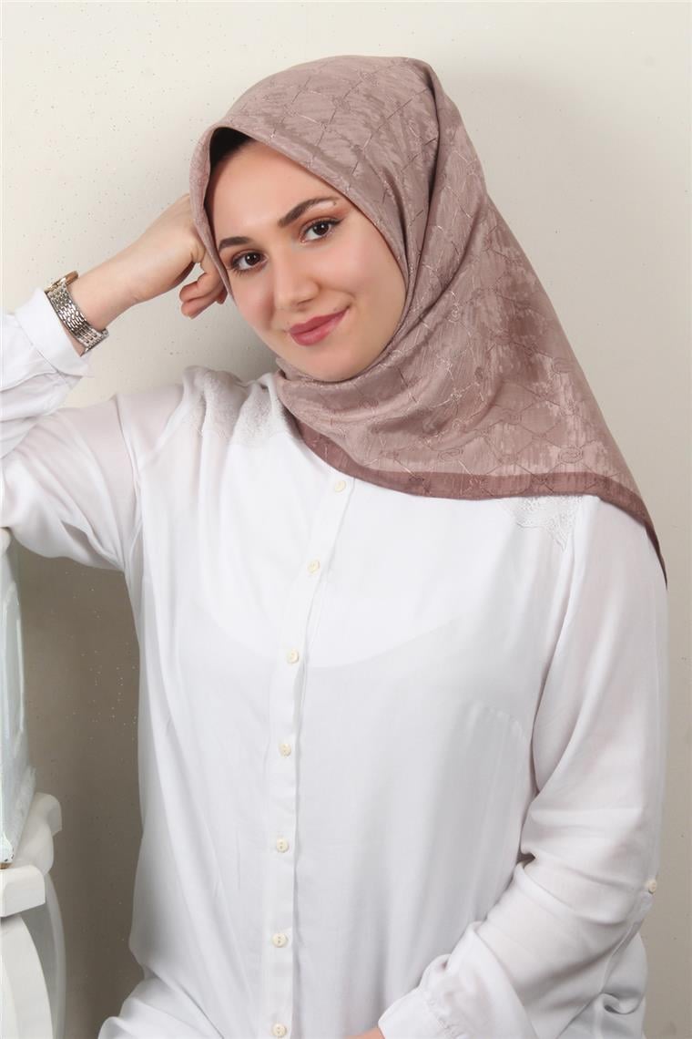 İpeksi Monogram Eşarp 8086-1 Gül Kurusu