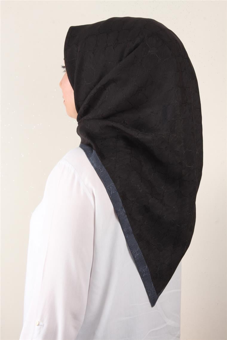 İpeksi Monogram Eşarp 8086-11 Siyah-Füme