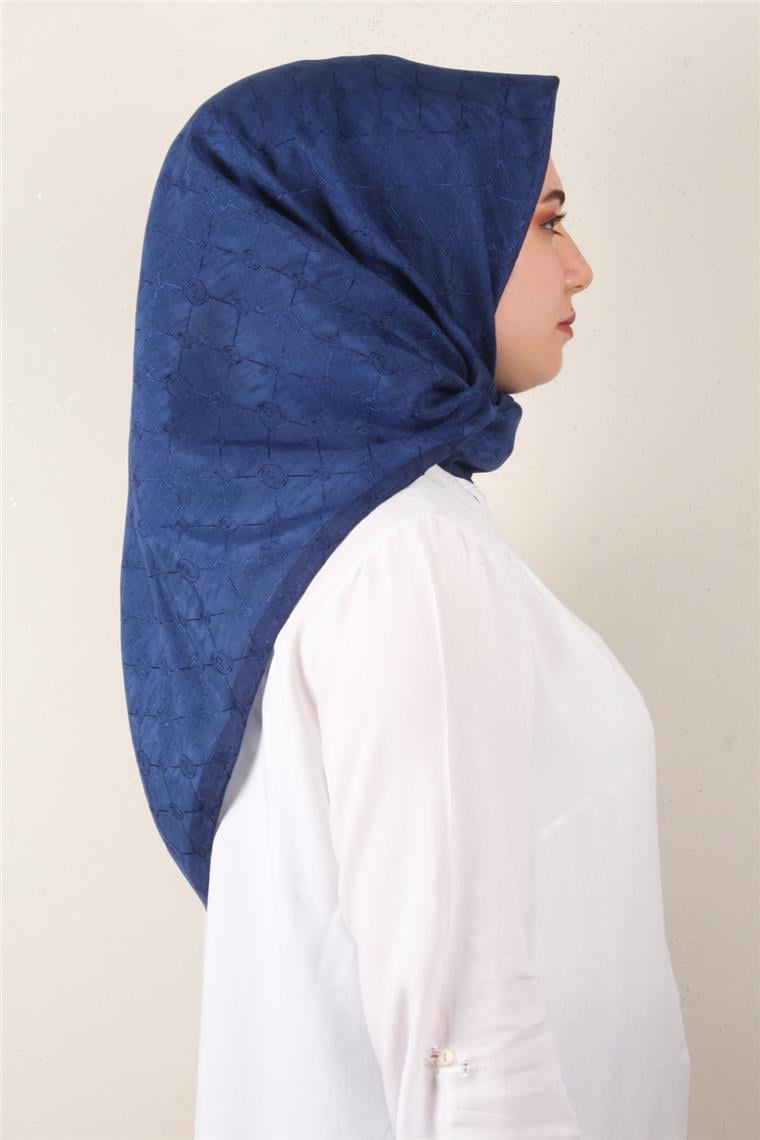 İpeksi Monogram Eşarp 8086-13 Gece Mavisi