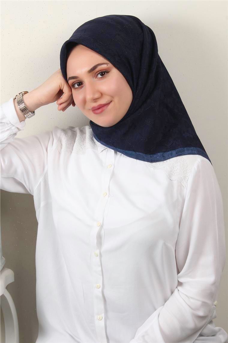 İpeksi Monogram Eşarp 8086-14 Lacivert