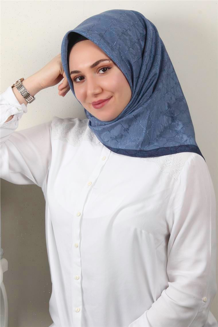 İpeksi Monogram Eşarp 8086-19 İndigo