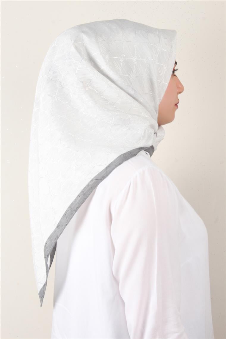 İpeksi Monogram Eşarp 8086-20 Beyaz