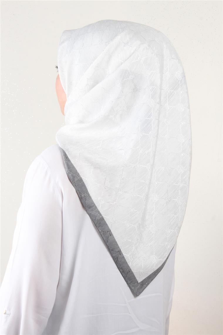 İpeksi Monogram Eşarp 8086-20 Beyaz