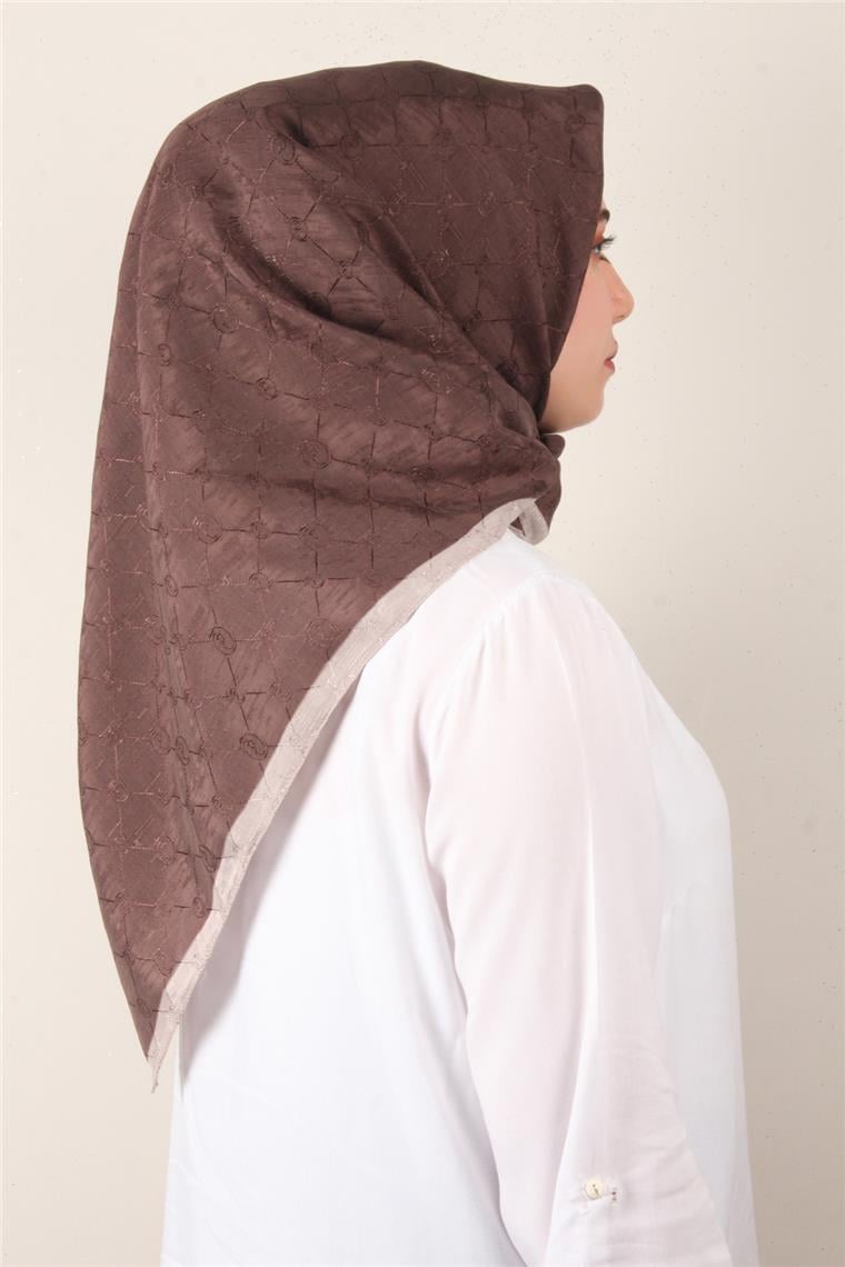 İpeksi Monogram Eşarp 8086-21 Kahverengi