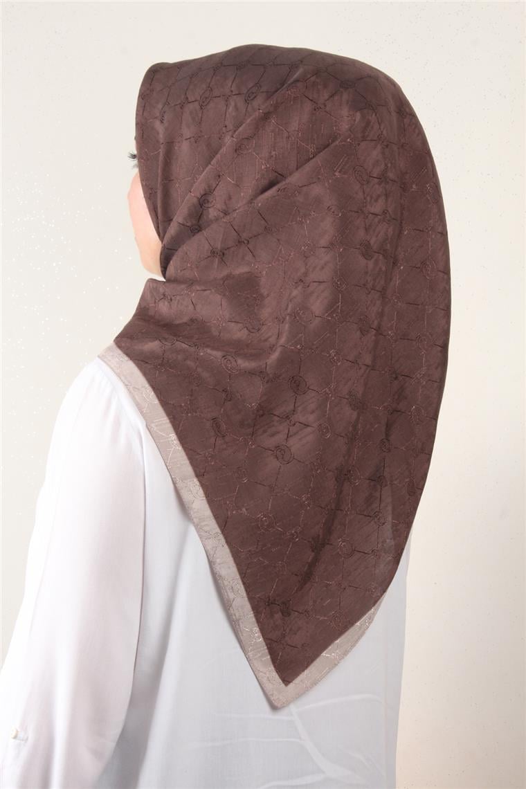 İpeksi Monogram Eşarp 8086-21 Kahverengi