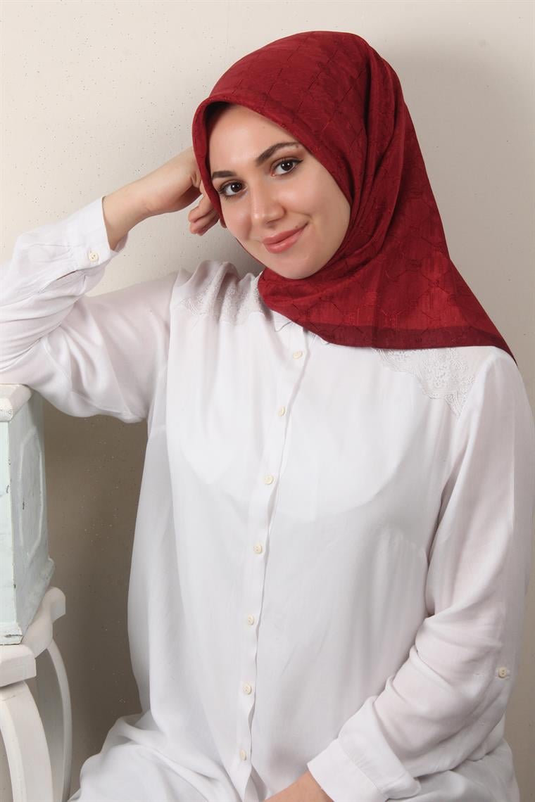 İpeksi Monogram Eşarp 8086-23 Bordo