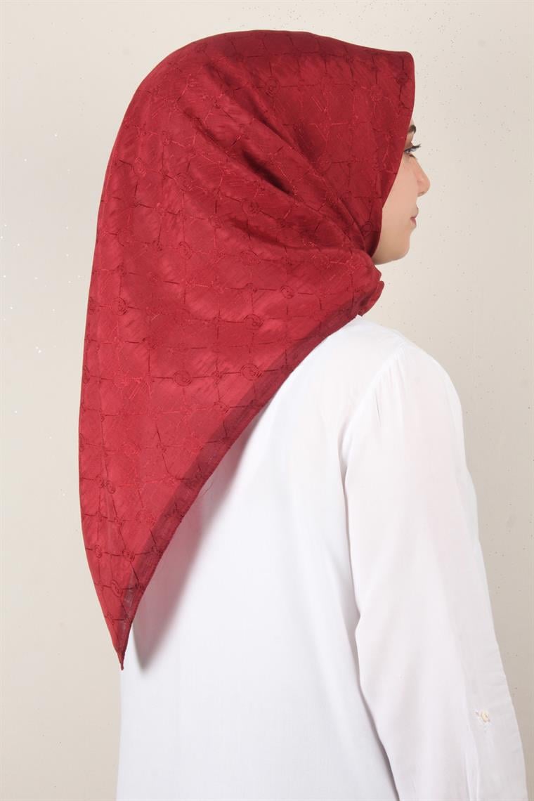 İpeksi Monogram Eşarp 8086-23 Bordo