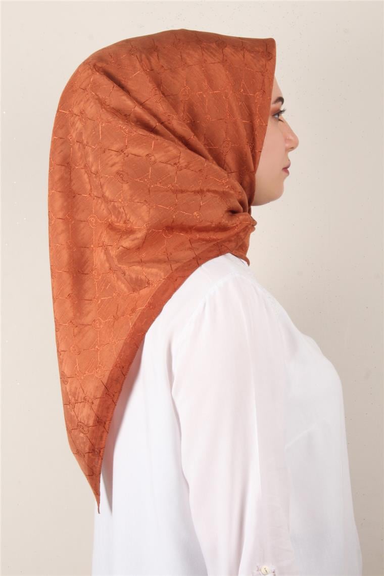 İpeksi Monogram Eşarp 8086-4 Kiremit