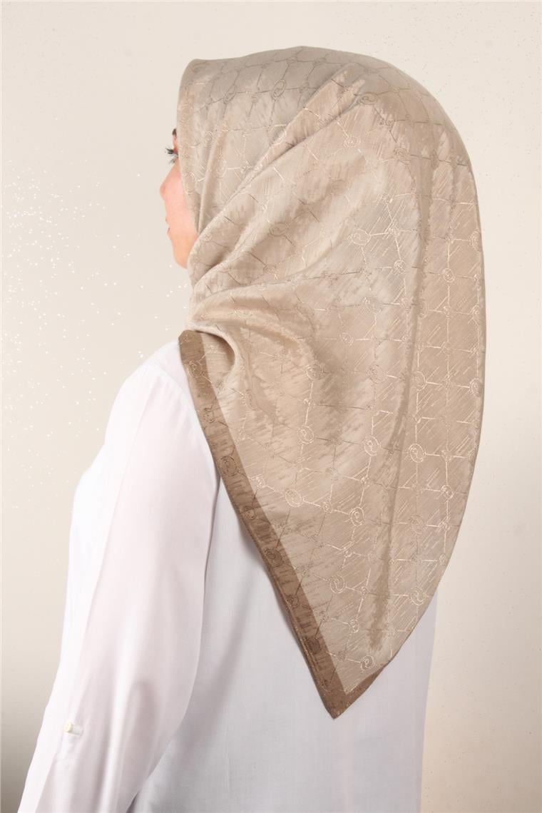 İpeksi Monogram Eşarp 8086-5 Koyu Bej