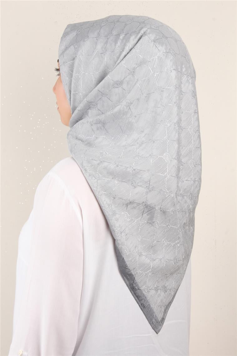 İpeksi Monogram Eşarp 8086-6 Gümüş