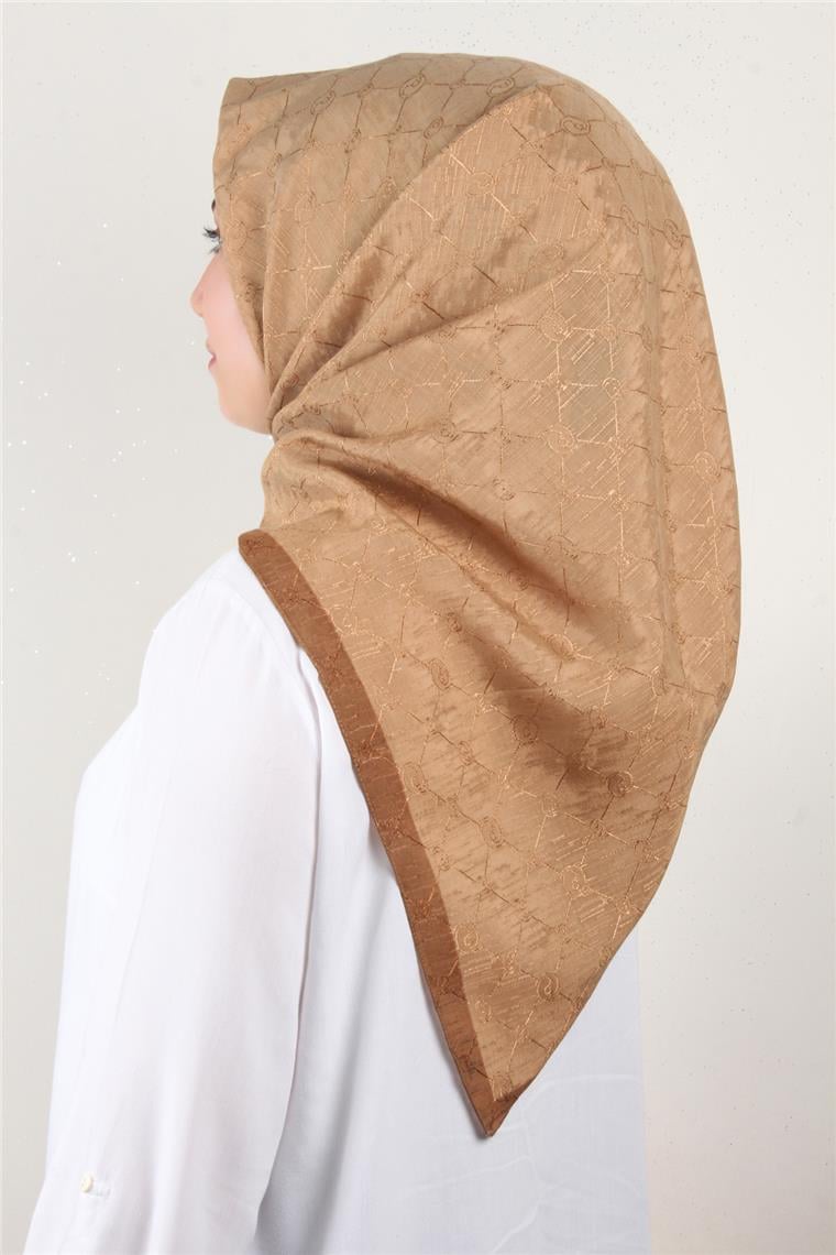 İpeksi Monogram Eşarp 8086-7 Karamel