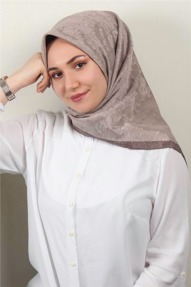 İpeksi Monogram Eşarp 8086-8 Koyu Taş