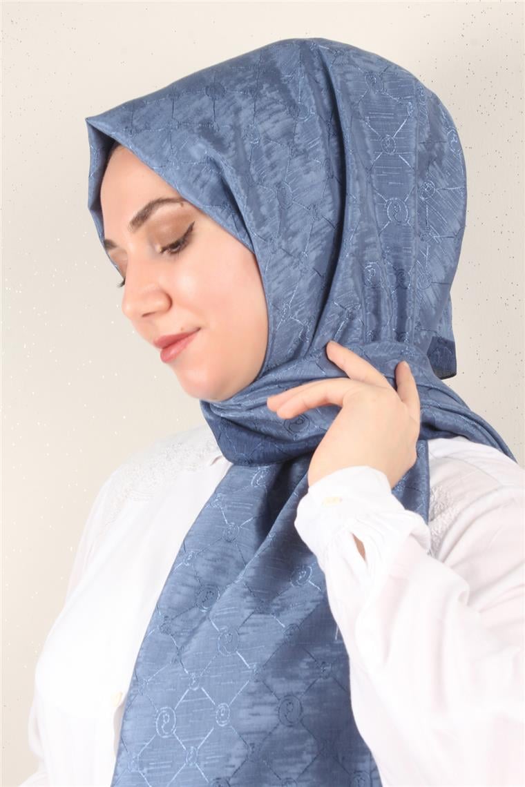 İpeksi Monogram Şal 2753-12 İndigo