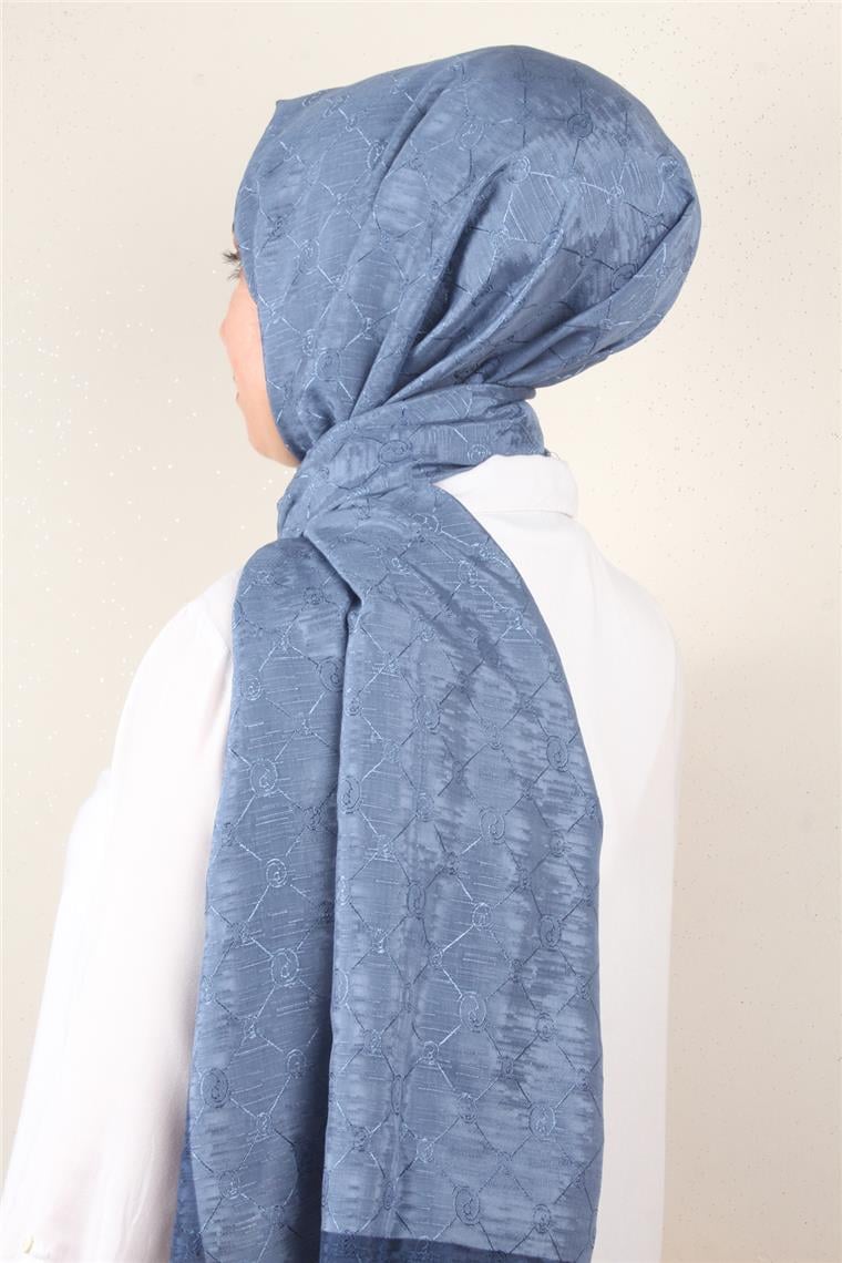 İpeksi Monogram Şal 2753-12 İndigo