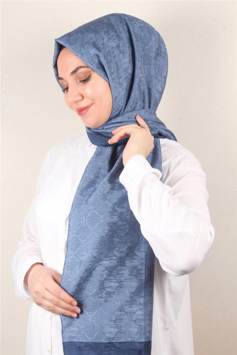 İpeksi Monogram Şal 2753-12 İndigo