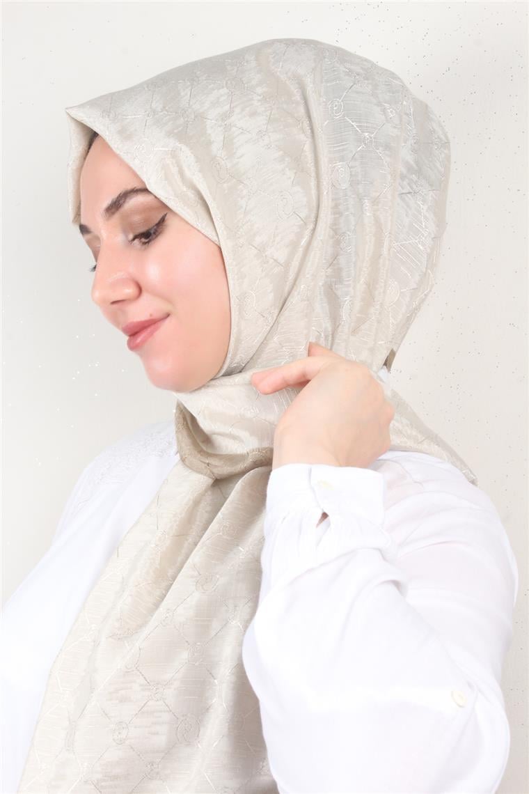 İpeksi Monogram Şal 2753-15 Kemik 