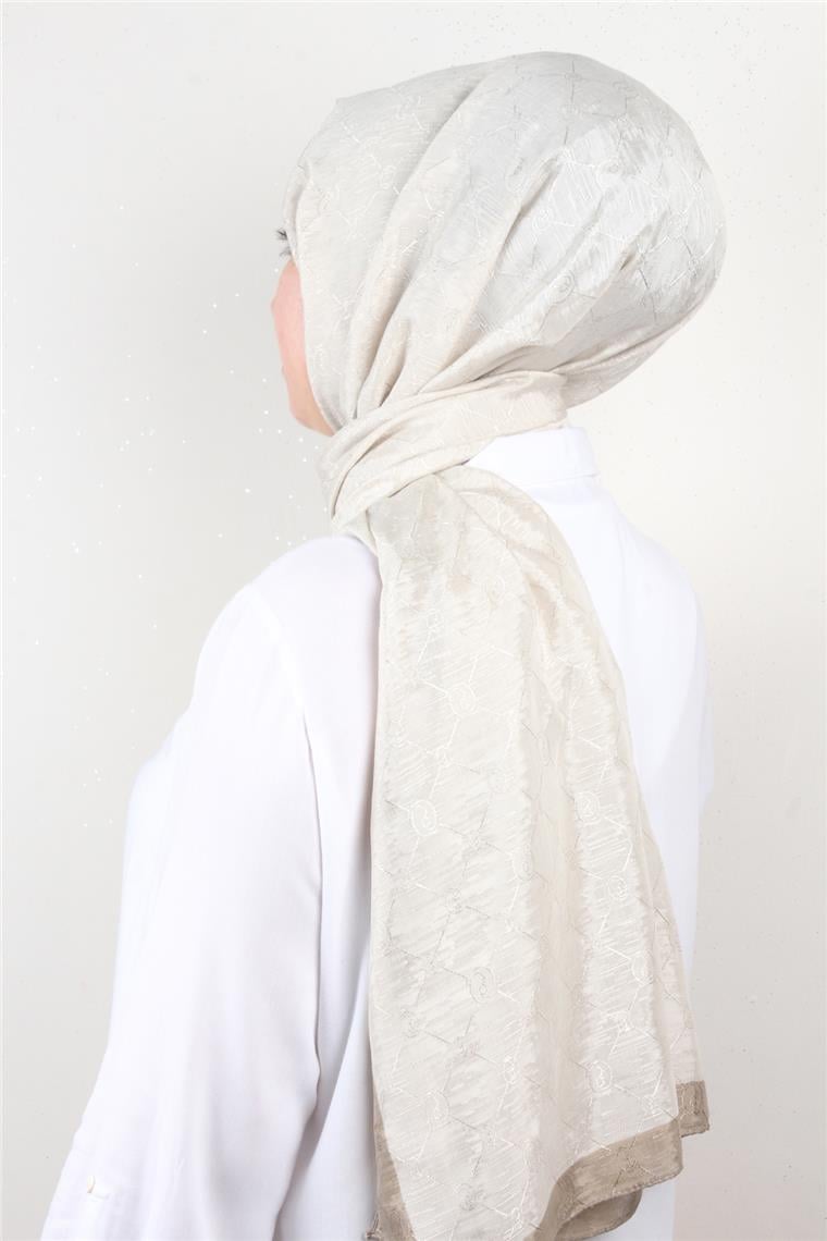 İpeksi Monogram Şal 2753-15 Kemik 