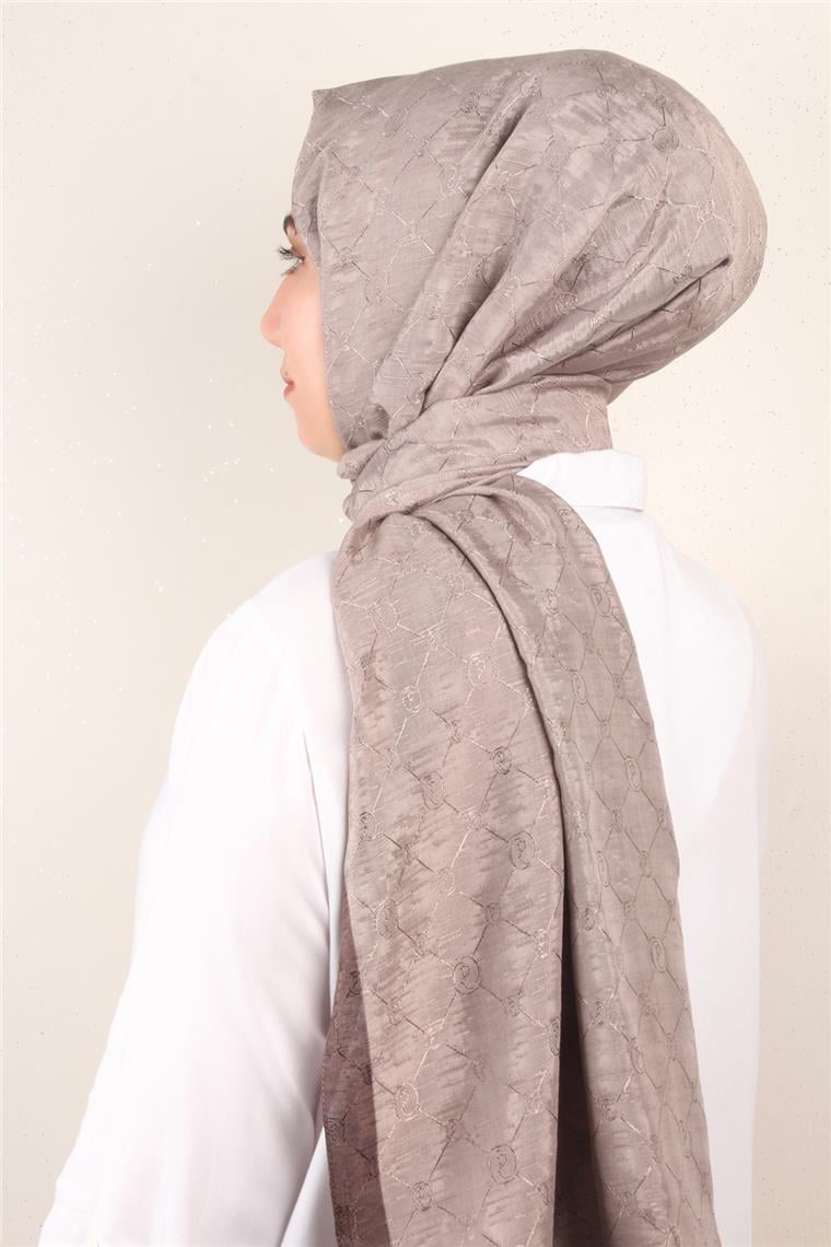 İpeksi Monogram Şal 2753-18 Koyu Taş 
