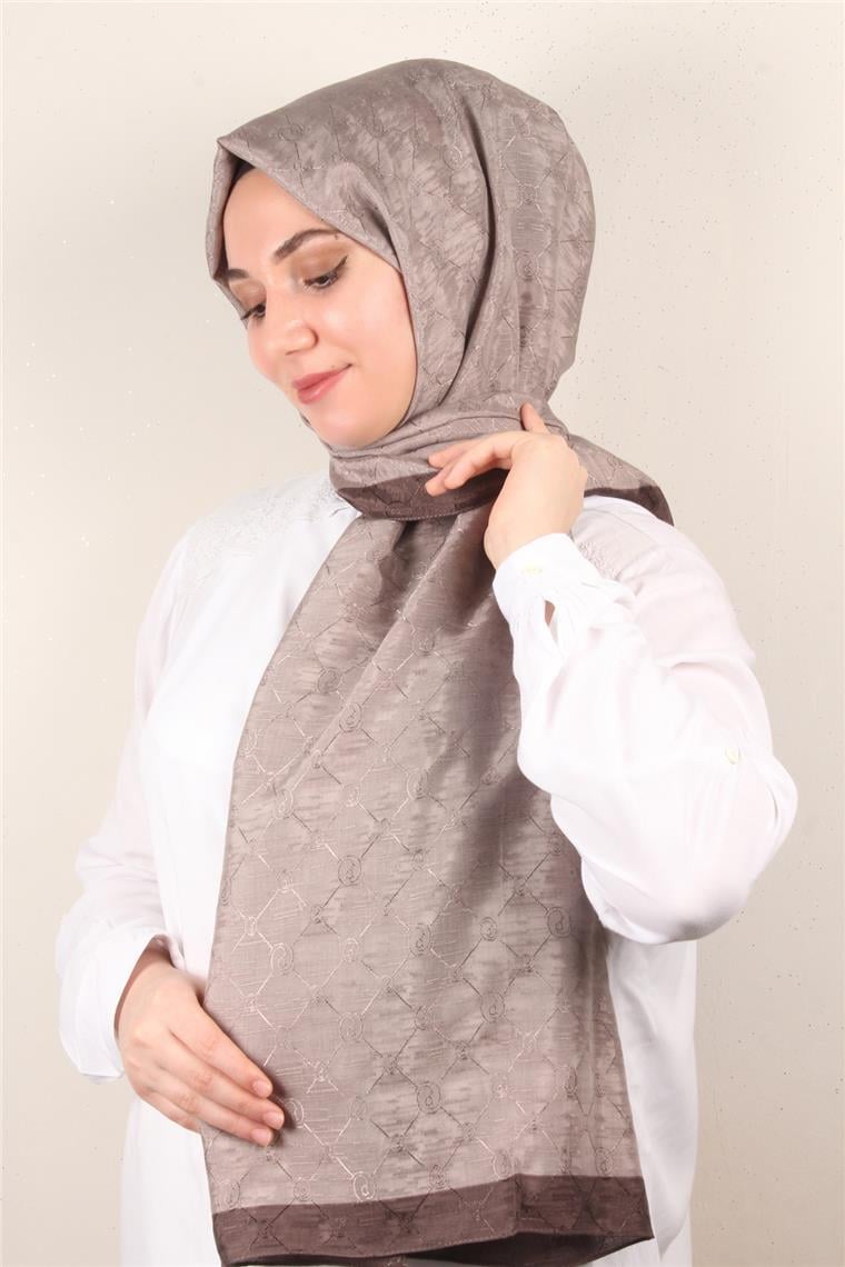 İpeksi Monogram Şal 2753-18 Koyu Taş 