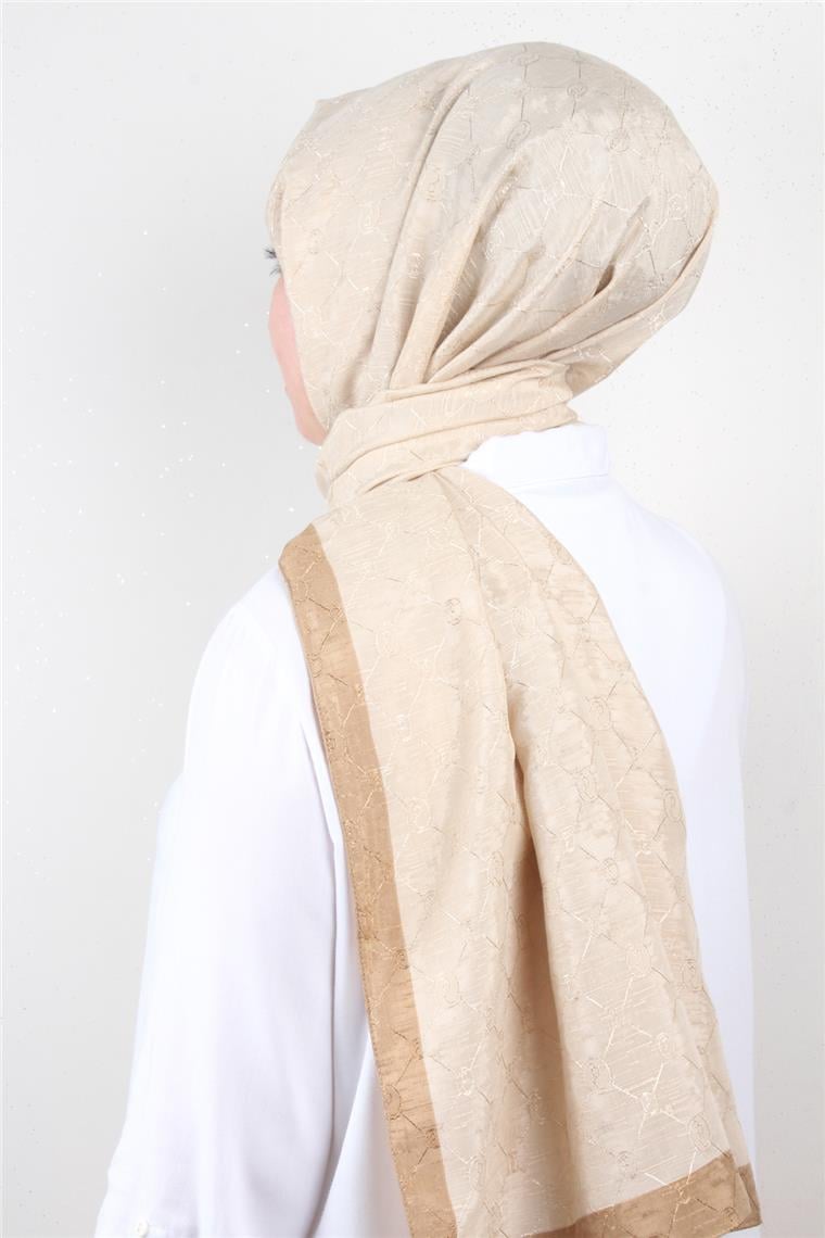 İpeksi Monogram Şal 2753-19 Bej 