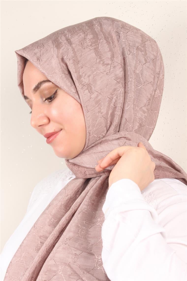 İpeksi Monogram Şal 2753-20 Koyu Pudra