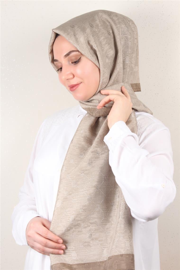 İpeksi Monogram Şal 2753-6 Sütlü Kahve
