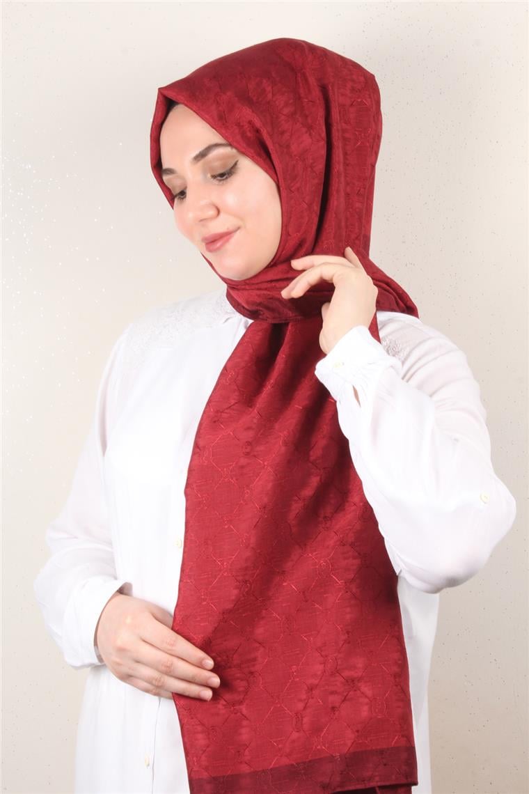 İpeksi Monogram Şal 2753-7 Bordo