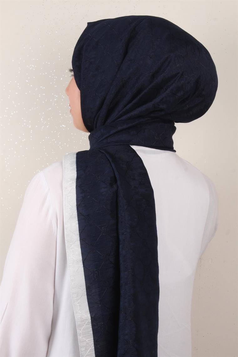 İpeksi Monogram Şal 2753-9 Lacivert