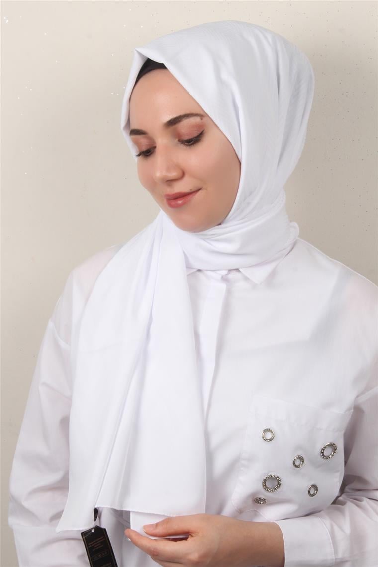 Jakarlı İcon Şal 3101-13 Beyaz