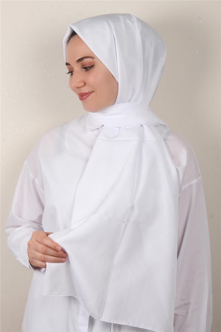 Jakarlı İcon Şal 3103-8 Beyaz