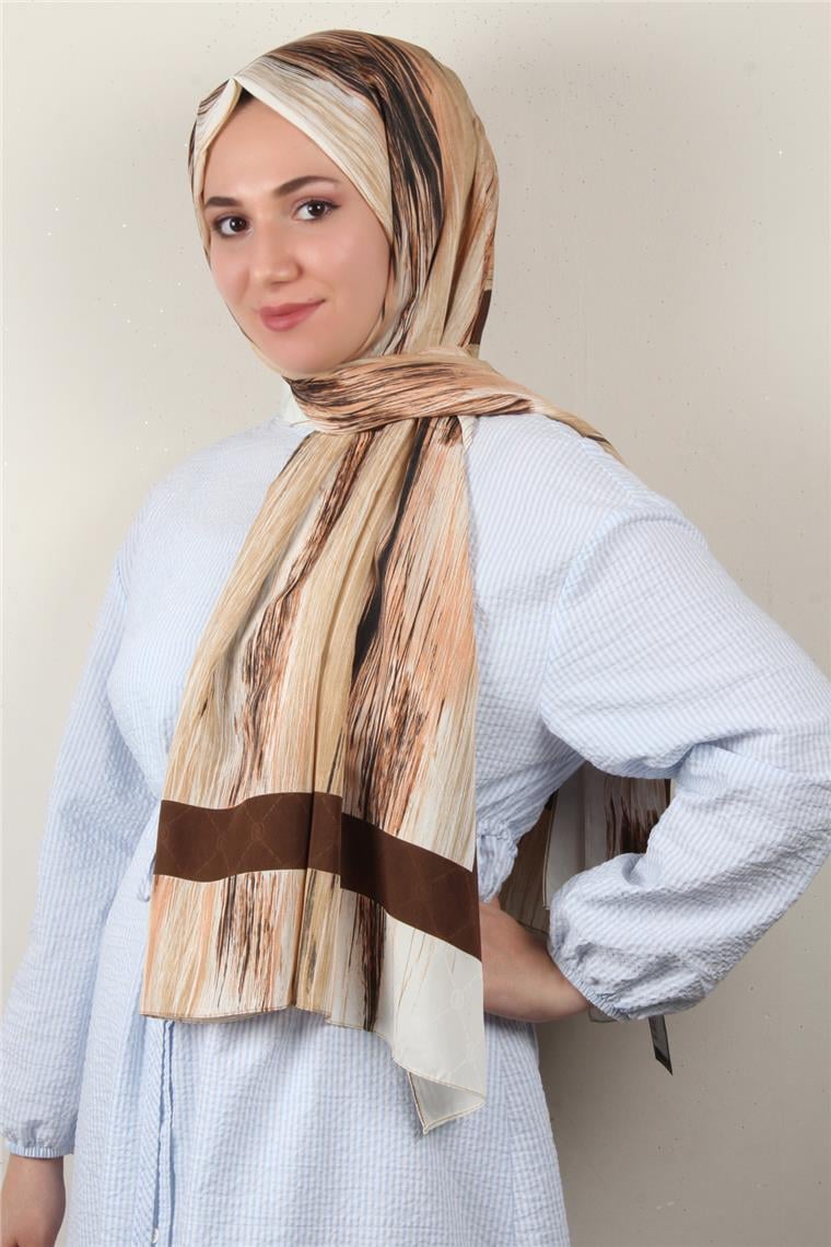 Jakarlı İcon Şal 3104-4 Kahverengi
