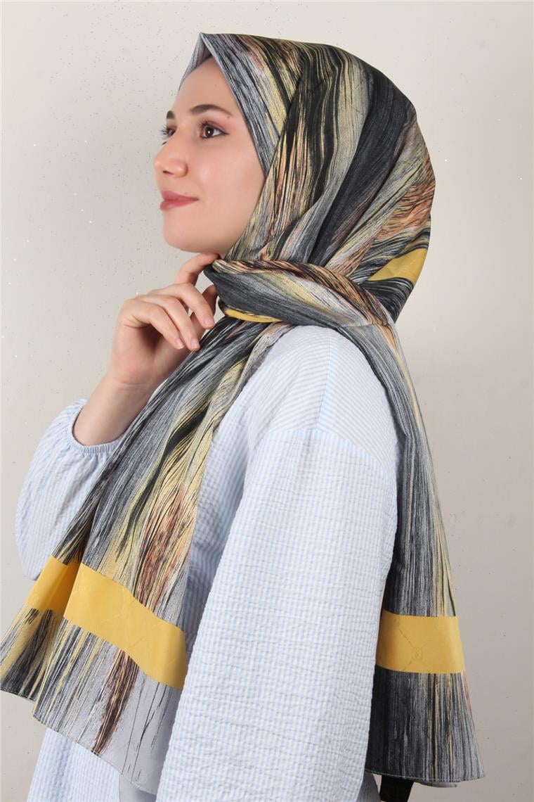 Jakarlı İcon Şal 3104-5 Gri-Sarı